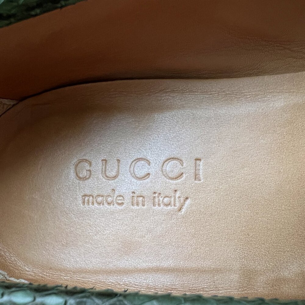 $3000 Gucci Mens Python 1953 Horsebit Shoes Green Snakeskin Loafers US 9 UK 8.5 - Picture 10 of 12
